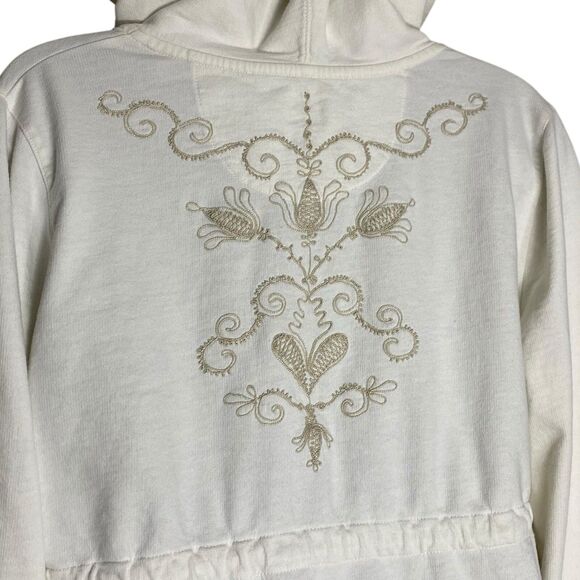 Lucky Brand Y2K Hoodie Women S/M Embroidered Boho V Neck Sweatshirt Beachy 2000s - Picture 8 of 16
